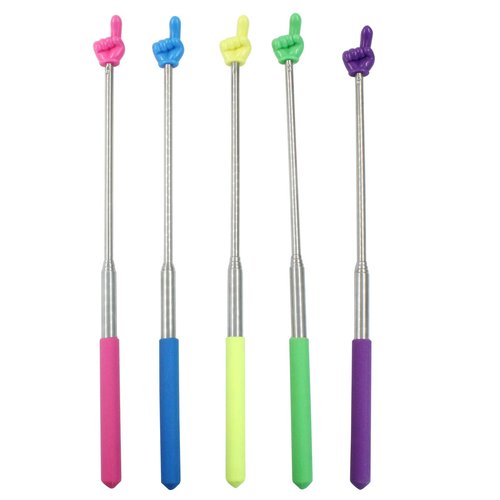 Zorveiio 5 Pcs Retractable Teacher Pointer, Extendable Finger Pointer Stick Colorful Hand Pointing Stick, Student Finger Pointing Tools for Classroom, Reading (Blue,Purple,Yellow,Green,Pink)