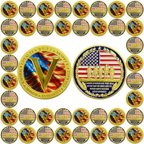 42Pcs Military Challenge Coins Bulk Pack Thank You Appreciation Coin Gifts for Veterans Soldiers Men Women