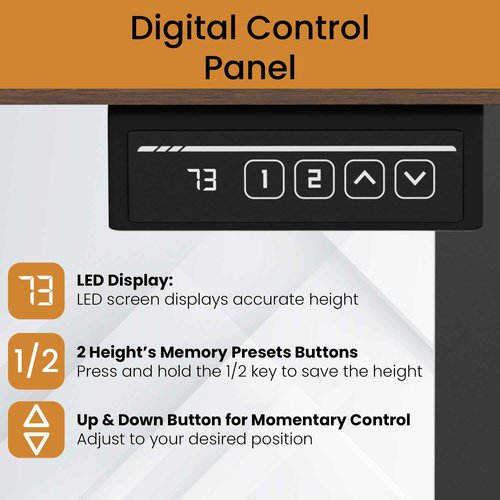 PayLessHere Electric Standing Desk 40x24 Inch Height Adjustable Computer Desk Large Space Office Desk with Headphone Holder 2 Memory Function for Home Office,Brown