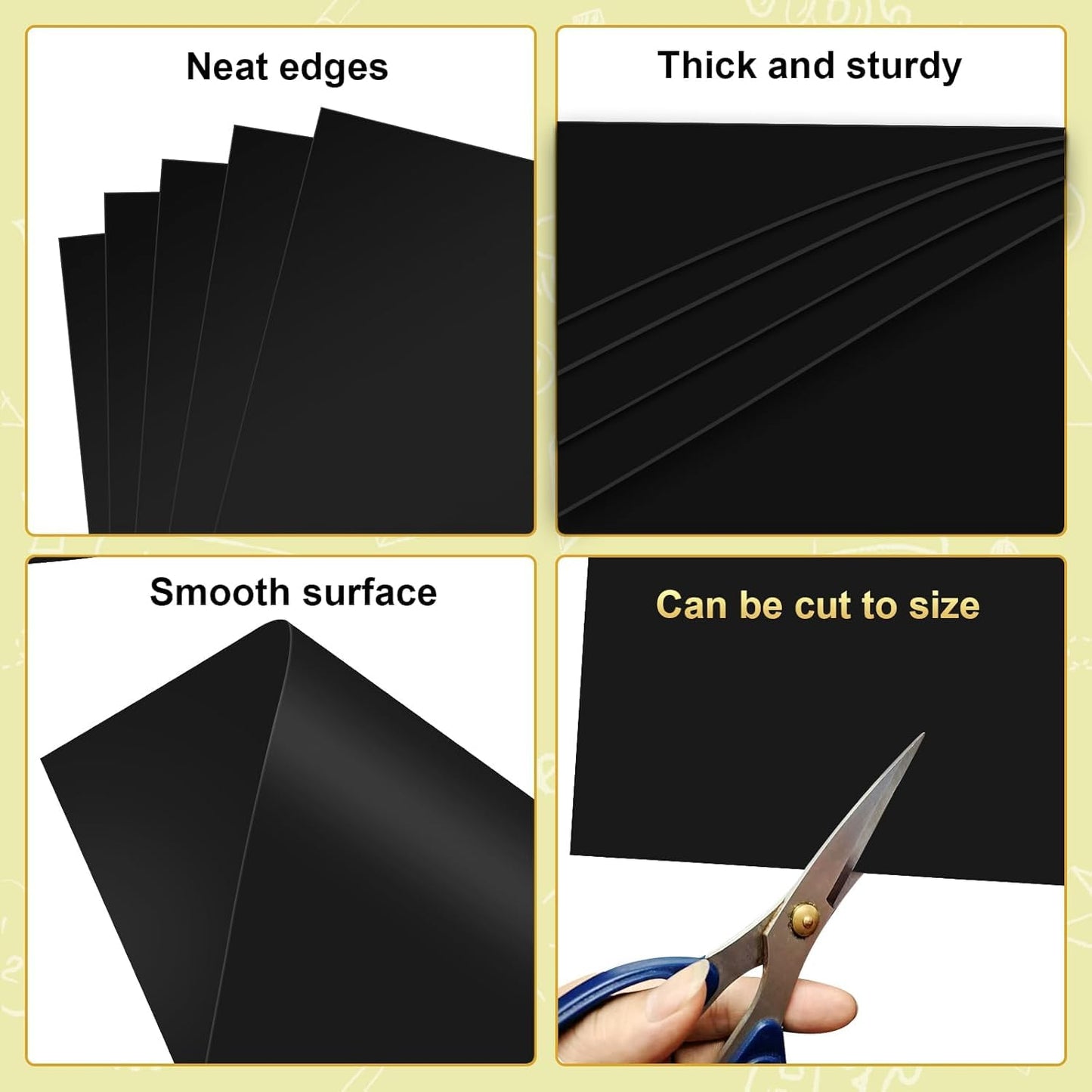 50 Pcs Black Poster Board Paper 14x18, ROOKEA Vision Boards Posterboard Bulk for School Projects Classroom Arts Craft Presentations Drawing Scrapbooking Blank Graphic Display