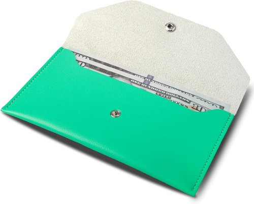 BLMHTWO Cash Wallet - Reusable Leather Envelope for Budgeting & Billing | Light Green