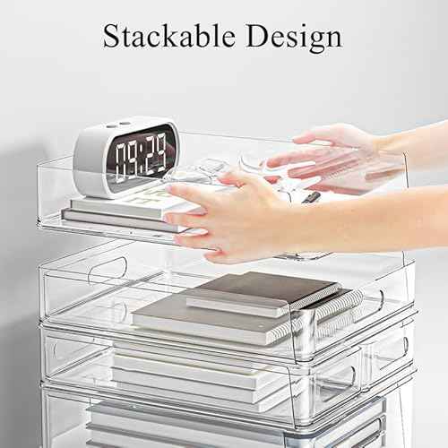 MineSign 6Pack Desk Organizer with Drawers Stackable Paper Letter Tray for Office Organization Multi-functional Plastic Storage Box for Office Supplies Makeup Jewelry Beauty Accessories