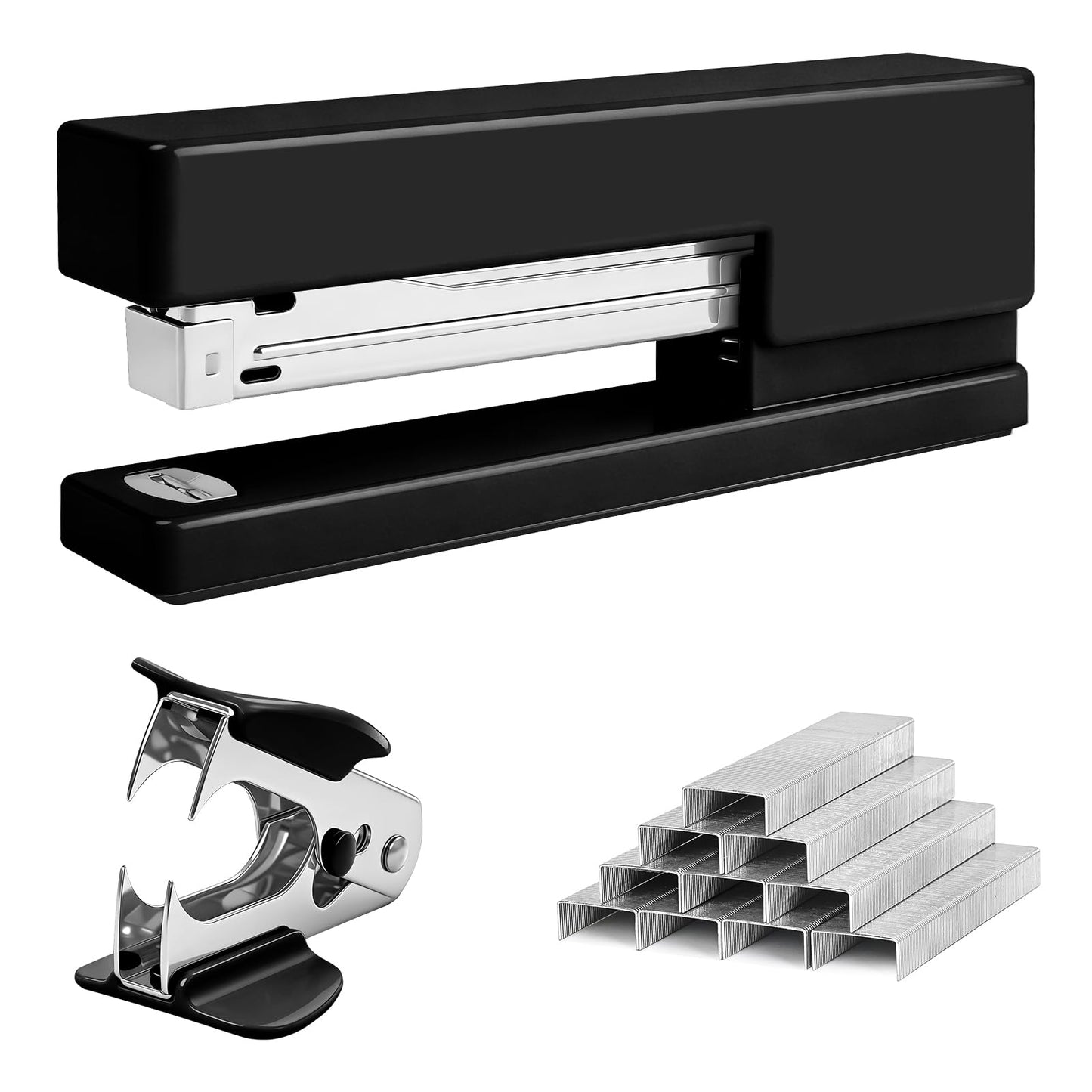 Office Desktop Stapler - 25 Sheet Capacity with 830 Staples and Staple Remover,Staplers for Desk,Non-Slip for School, Home, Black