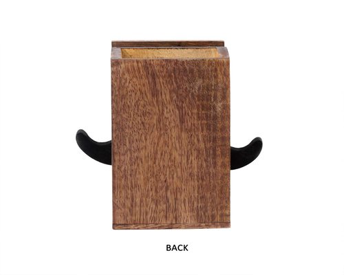 storeindya Pen Pencil Stand Holder - Spectacle Eyeglass Holder Stand Multi Organizer Calendar Wooden Display Stand Mustache Handcrafted Design