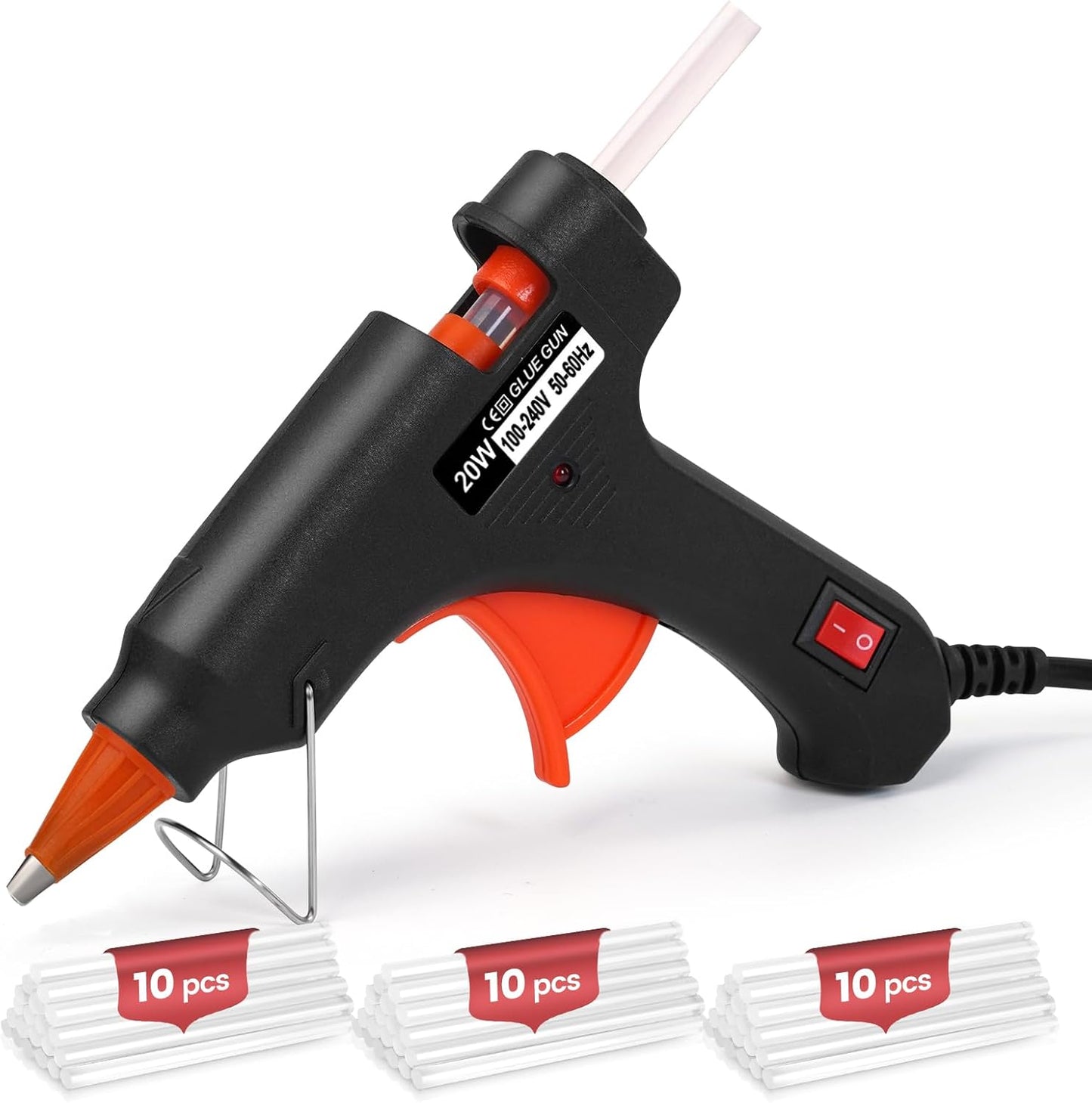 Skiennix Mini Hot Glue Gun - Fast Preheating 20W Hot Melt Tool with 30 Glue Sticks for DIY Crafts (Black)