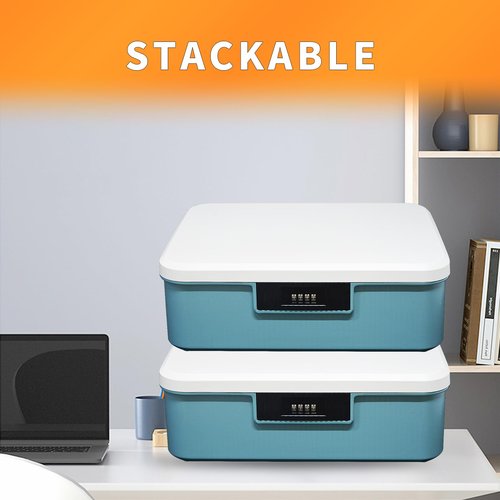 Lockable Storage Container Bin 4.2 Gallon/16L Heavy-Duty Plastic Organizer Box with Changeable Combination Lock, Versatile Secure Storage for Home, Office, Travel, Outdoor & School (Blue)