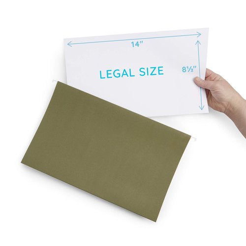 50 Extra Capacity Hanging File Folders, Heavy Duty, 2’’ Expansion Filing Folders, Designed for Bulky Files, Legal Charts, Manuals, and More, Standard Green, Legal Size, 50 Pack