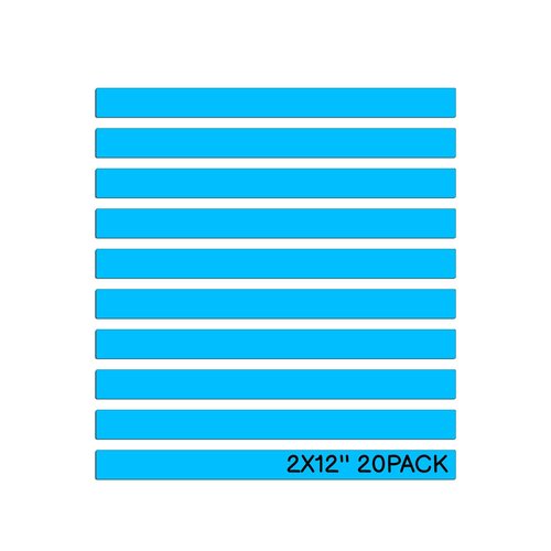 Realth Blue Dry Erase Magnetic Strips 2'' × 12'' 20 Pcs, Reusable Magnetic Tape, Magnetic Whiteboard Strips for Classroom, Magnetic Labels for Home Office Fridge Name Tags