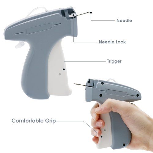 Tagging Gun for Clothing, Tag Attacher Gun with 5 Steel Needles, 2000 pcs 2" Black and White Barbs Fasteners & 300 Clothing Labels, Yard Sale Retail Store Tagging Gun Set (Not Mini Stitch)