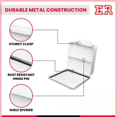 Ever Ready First Aid Metal Case - Durable & Portable | 10” x 10” x 2.5” Size