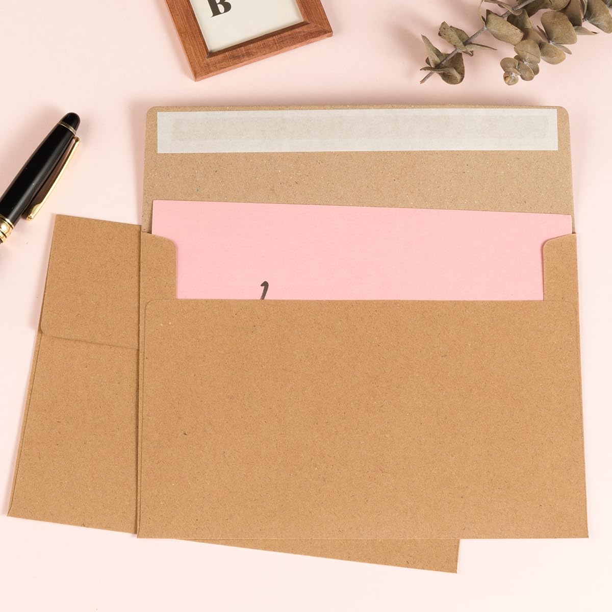 50 Pack 5 x 7 Envelopes A7 Self Seal, 5.24 x 7.21 Inches, Brown