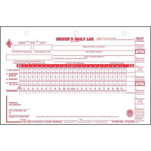 Deluxe Duplicate Driver Daily Log 10-pk. with Detailed DVIR & Daily Recap - Shrinkwrapped Loose-Leaf Format, 2-Ply with Carbon, 8.5" x 5.5", 31 Sets of Forms Per Unit, J. J. Keller & Associates, Inc.