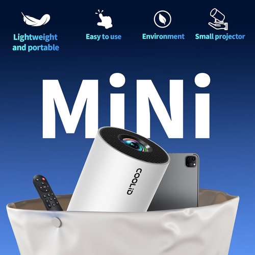 Mini Projector by Built-in Apps | 4K 1080P, Auto Keystone, 270° Rotatable, WiFi 6 & Bluetooth 5.4 - Portable, White