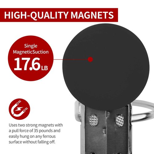 5 Pack 3 Ring Binder Mechanism 1.5 Inch Hanging Binder Rings for 8.5 x 11 Inch Sheets, Magnetic D Rings