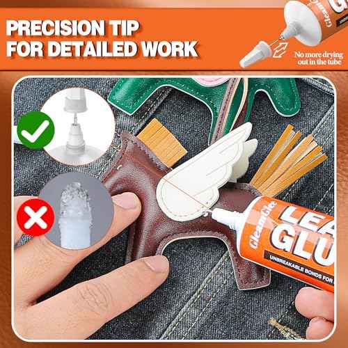 Leather Glue, 60ml Clear, High Strength & Flexible & Waterproof & Clear Leather Repair Glue for Jackets, Purses, Handbags, Sofa, Furniture, Car Seat, Shoes