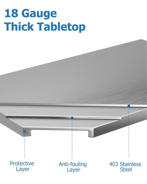 RIEDHOFF Stainless Steel Work Table 24" x 24" with Undershelf, [NSF Certified][Heavy Duty] Commercial Kitchen Prep Table for Home, Restaurant, Hotel, Silver