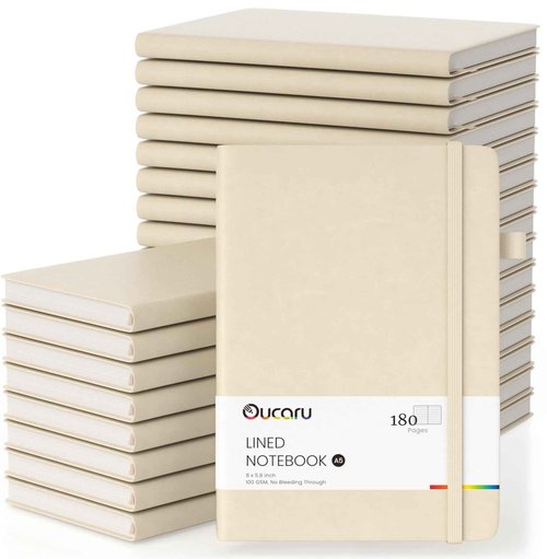 Oucaru Lined Journal Notebook, 24 Pack, 180 Pages, A5 Journals for Writing, 100 GSM Thick Paper, Small Notebooks Daily Journal for Women Men Work, Business, School, Travel Supplies