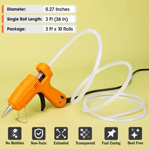 10 Pack Long Mini Hot Glue Stick Rolls, 3 FT Long x 0.27" Diameter Glue Sticks for Glue Gun, Perfect Fit for Mini Glue Guns, Widely Used in Wood, Metal, Glass, Plastic, Floral, Fabric, and More