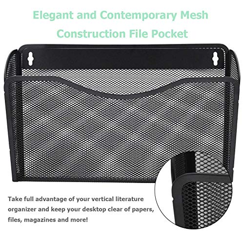EASEPRES 3-Pack Mesh Hanging File Organizer Wall Mount Pocket Folder Black