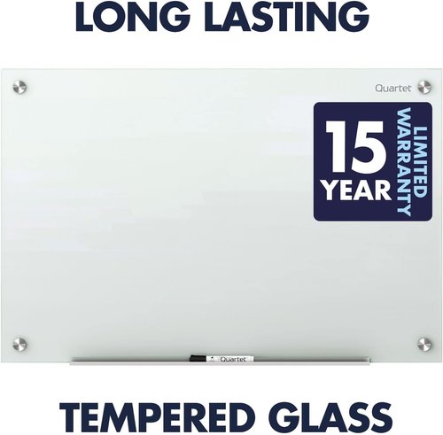 Quartet Magnetic Glass Dry Erase Board - Infinity Frameless Design, 24''W x 18''H, White Surface