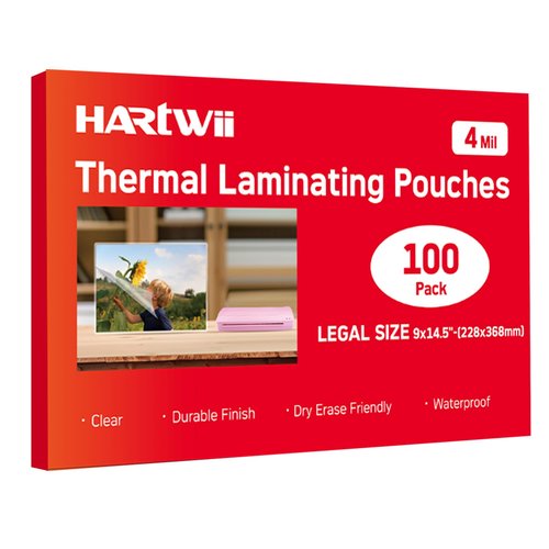 HARTWII 100Pack Legal Size Laminating Sheets 4 Mil Thermal Laminate Pouches for Extra Protection Clear Laminator Sheet, 9x14.5inches