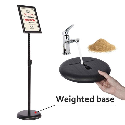 Adjustable Heavy Duty Pedestal Sign Holder Floor Stand, Sign Stand Poster Stand, Standing Floor, 8.5 x 11 inch, Vertical & Horizontal View, Outdoor Standing Display Sign Holders Aluminum Black 2 Pack