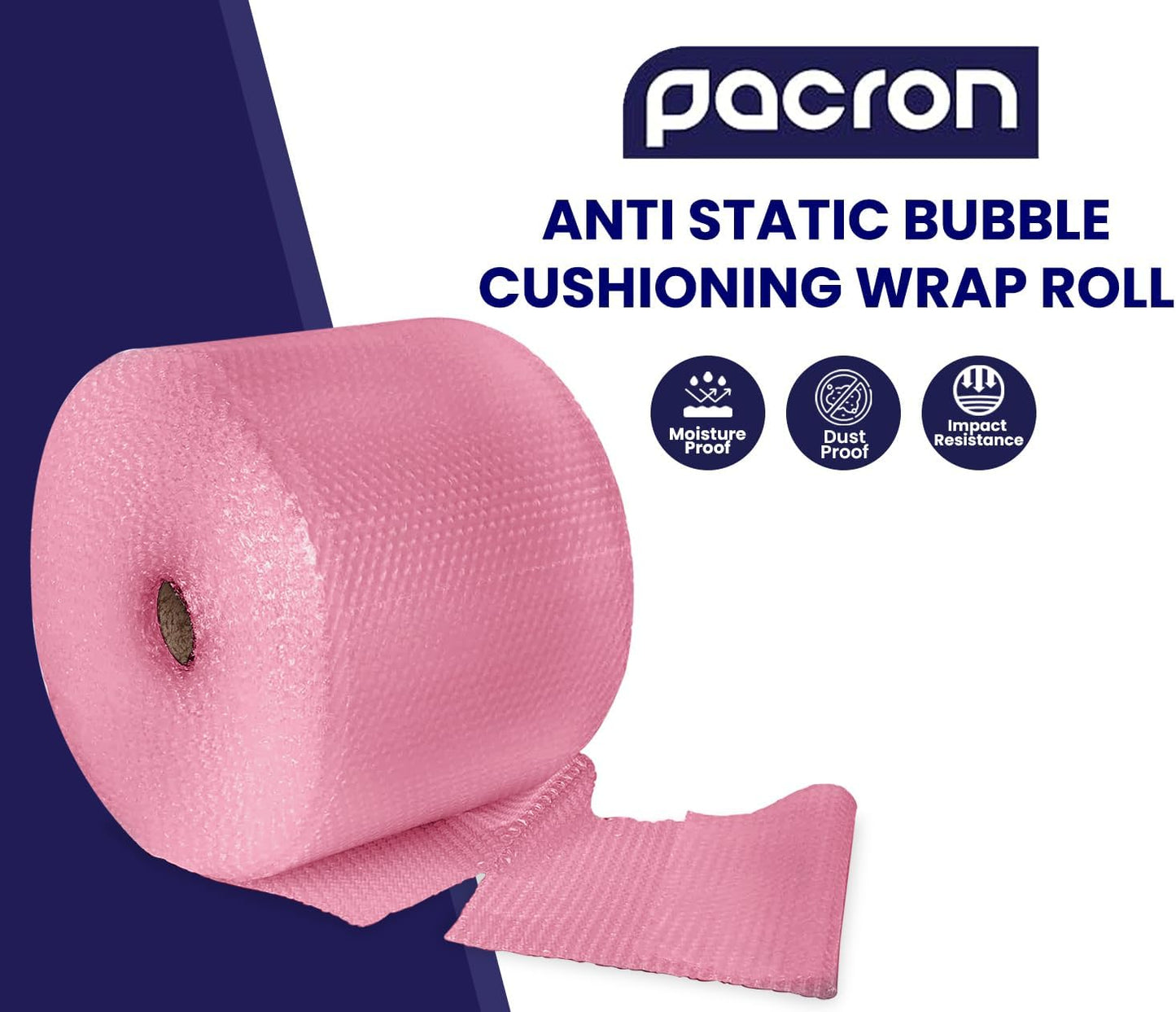 Skiennix Protective Anti-Static Bubble Wrap - 225FT x 24IN Pink, 3/16" Dense Cushioning for Electronics & Fragile Items