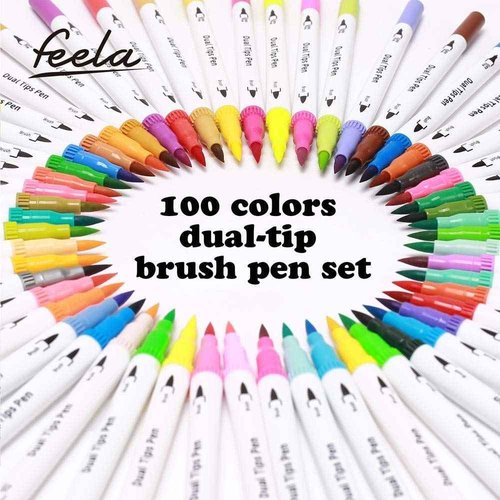 feela 360 Pack Gel Pens 100 Colors Brush Pens