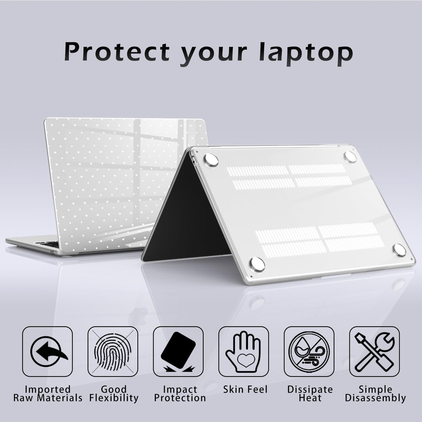 BlHMCASE Compatible with MacBook Air 13.6 inch Case M5 M4 M3 M2 2026-2022 A3449 A3240 A3113 A2681 Release, Cute Polka Dot Heart Protective Hard Shell Clear Cover for MacBook Air 13