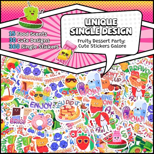 360PCS Scratch and Sniff Stickers, Large Scented Stickers for Kids & Teachers Single, Smelly Incentive Motivational Prize, Bigger Reward for Student Classroom Must Haves School Supplies, Reward Chart