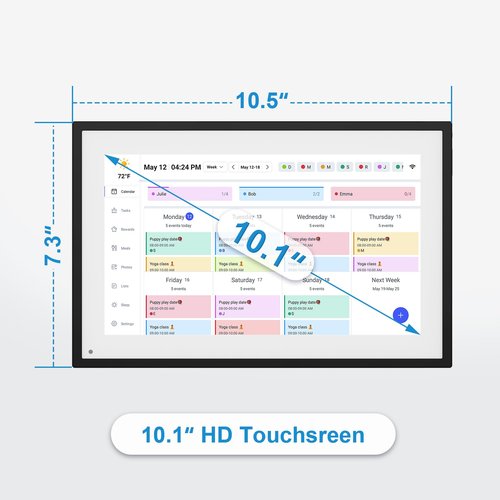 BQQJDD 10.1 Inch Digital Calendar+Digital Picture Frame, 2025-2026 Desk Calendar Smart WiFi Planner&Chore Chart, IPS HD Interactive Touchscreen Display For Family Schedules
