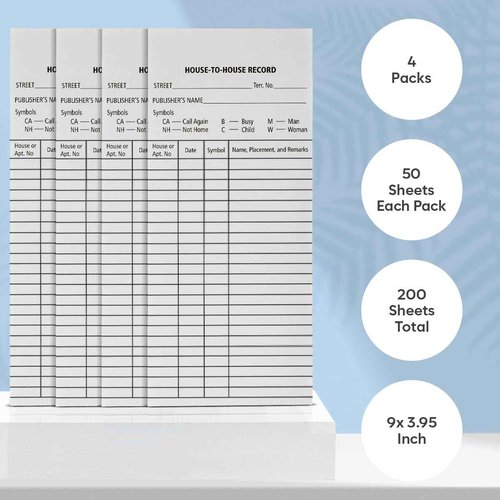 JW Field Service Supplies Kit and 4pack House-to-House Refill (50 Sheets Each)