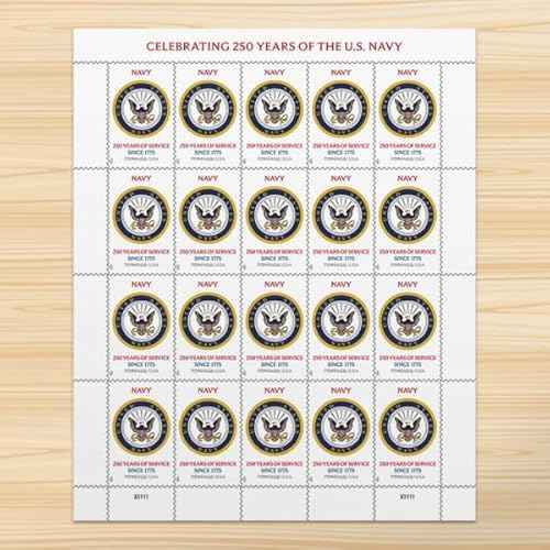 U.S. Navy 250th 2025 (Sheet of 20) First-Class Mail Forever Postage Stamps
