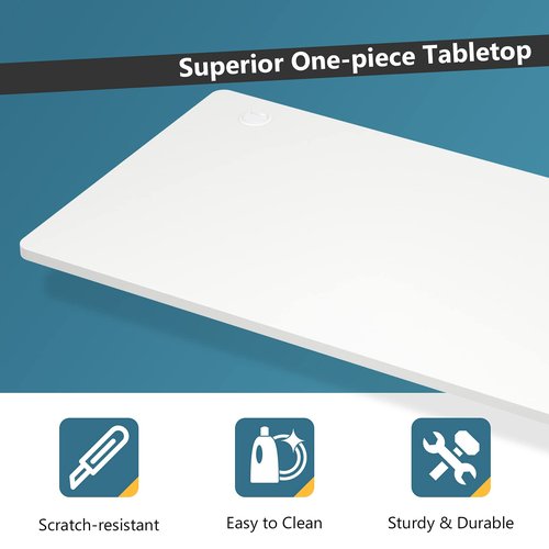Tangkula Universal Relevance Table Top, One-Piece Solid Table Top for Standard & Standing Desk Frame, 48 x 30 inch Countertop Rectangular Office Relevance Tabletop w/ 2 Cable Management Holes, White