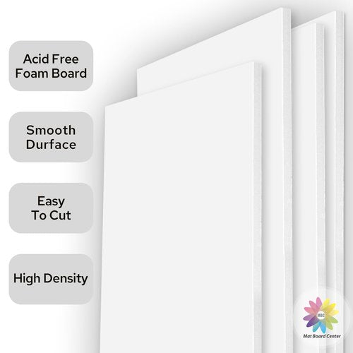 Mat Board Center Premium White Foam Core Board - 16x20 Inches, 3/16" Thick - 10 Pack, Acid-Free - Ideal for Mounting, Crafts, Art, and Presentations