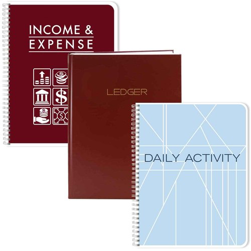 BookFactory Small Business Accounting and Productivity/Activity Bundle - Income & Expense; Ledger Book/Accounting; Daily Activity Log Book (BX-ACCT-Bundle