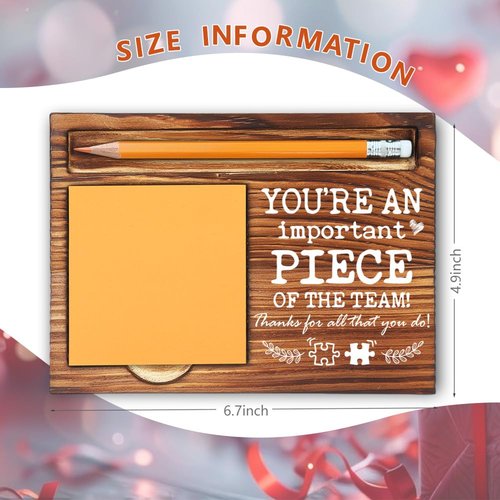 Team Appreciation Gifts for Coworkers Employees, You’re an Important Piece of The Team Sign, Thank You Gifts for Employees Staff, Farmhouse Wood Motivational Self-Stick Note Pad Holders-LBB164
