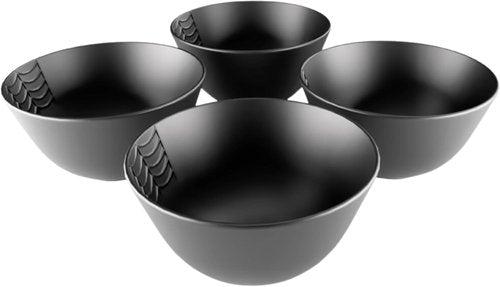 Nomnu Small Black Spiderweb Bowls Set of 4 - Gothic Ceramic Ice Cream Bowls 4.5" for Desserts & Cereal | Microwave & Dishwasher Safe