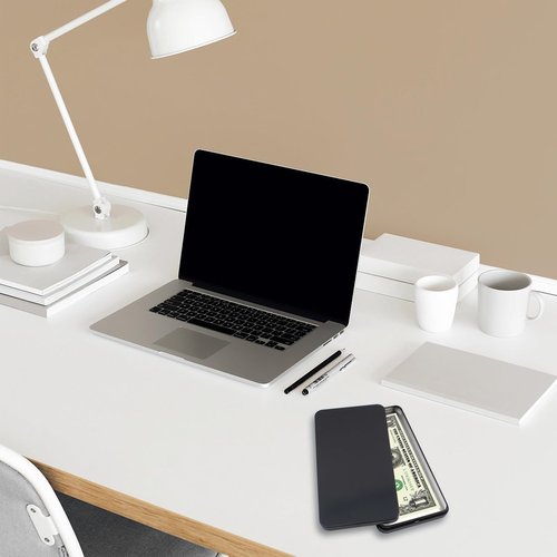 2 PCS Black Metal Cash Box - Single Row Currency Tray Money Holder with Lid - Money Saving Organizer