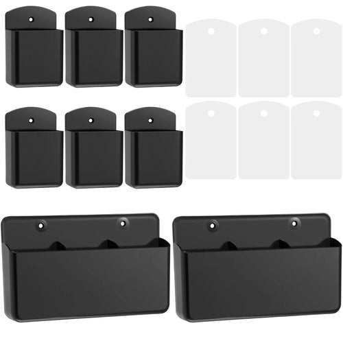CroBlissful 8 Pack Remote Control Holder 2 Pcs Three Compartments Universal Remote Control Holders 6 Pcs 1 Compartment TV Remote Holder Adhesive Holder Stick on Wall Mount Phone(Black)