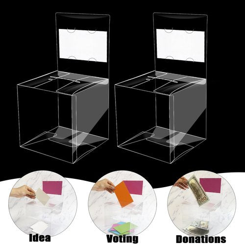 Ysglory 20 Pack Clear Raffle Ticket Box Suggestion Voting Box with Slot Donation Ballot Boxes for Collecting Business Card Voting Contest, 6 x 6 x 6 Inches (Clear)