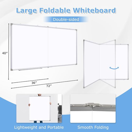 Dollar Boss Large Magnetic Whiteboard - 72 x 40 Inch Portable Double-Sided Dry Erase Board | Aluminum Frame for Office & Classroom