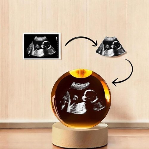Bumpandlove Magic Sphere, Custom 3D Crystal Ball Ultrasound Digital Display, 3D Ultrasound Globe Esfera Personalizada Con Foto Y Luz, New Mom and Dad Gift