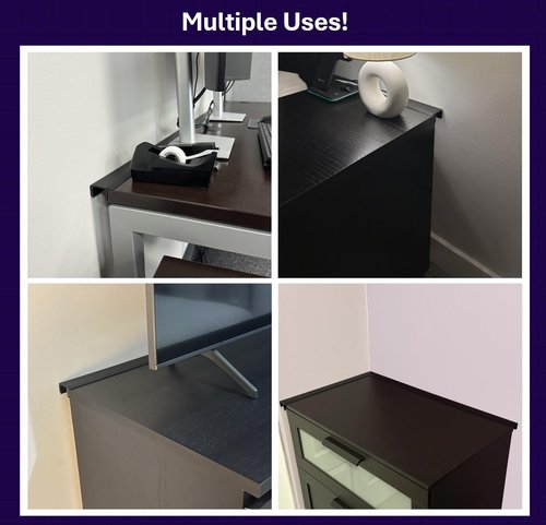 Generic Desk to Wall Gap Filler – Durable PVC Plastic Office Desk Attachment, Eliminates Desk-Wall Gaps, Easy Installation, Fits Most Desks, 72 Inches, Matte Black