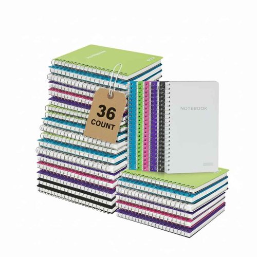 BAZIC Products Composition Notebook 100 Sheet 5" x 7" Poly Cover Spiral Notebook, Writing Journal Notebooks Assorted Color, 36-Pack