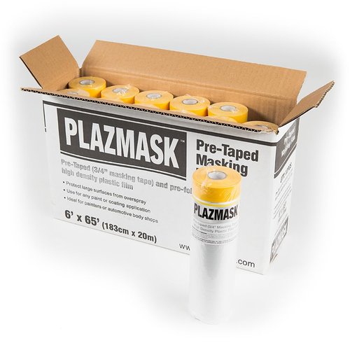PlazMask Pre-Taped Masking Film (6-Feet X 65-Feet, 12-Pack)