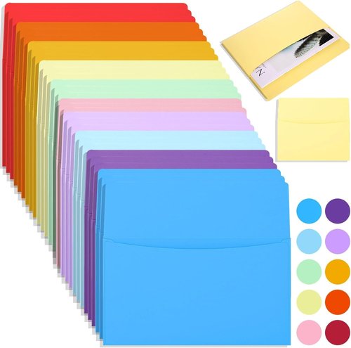 Skiennix 30 Pcs Oversized Wall Pockets - 10 Bright Colors | 10 x 12 Inches Hanging File Organizer for Home & Office