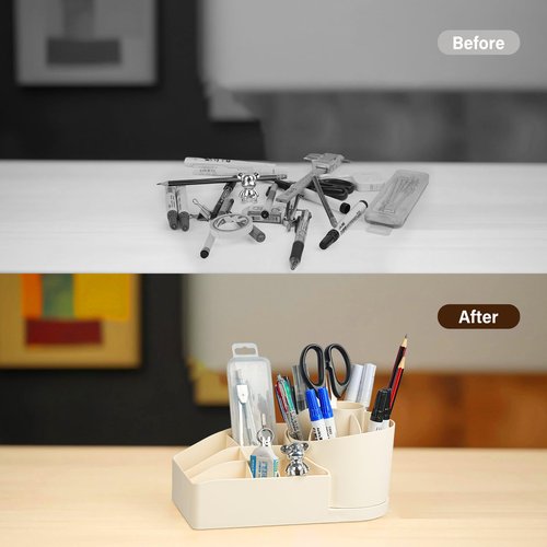 360 Degree Rotating Desk Organizer, Pencil Pen Holder for Desk, Rotating Pen Organizer with 13 Slots, Desktop Storage Pencil Cup Stationery Supplies for Office, School, Home