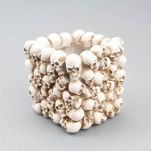 UnionKK Skull Pencil Holder - Skeleton Pen Storage Organizer for Office Desk, Makeup Brush Holder, E-8556, 12x12x10 Inch