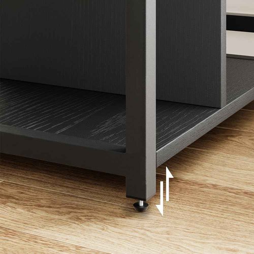 IDEALHOUSE Under Desk Printer Stand with Power Outlets and USB Charging Ports, Desktop Printer Table with Storage Shelf, 4 Tier Mobile Printer Stand with Wheels for Home Office, Rustic Black